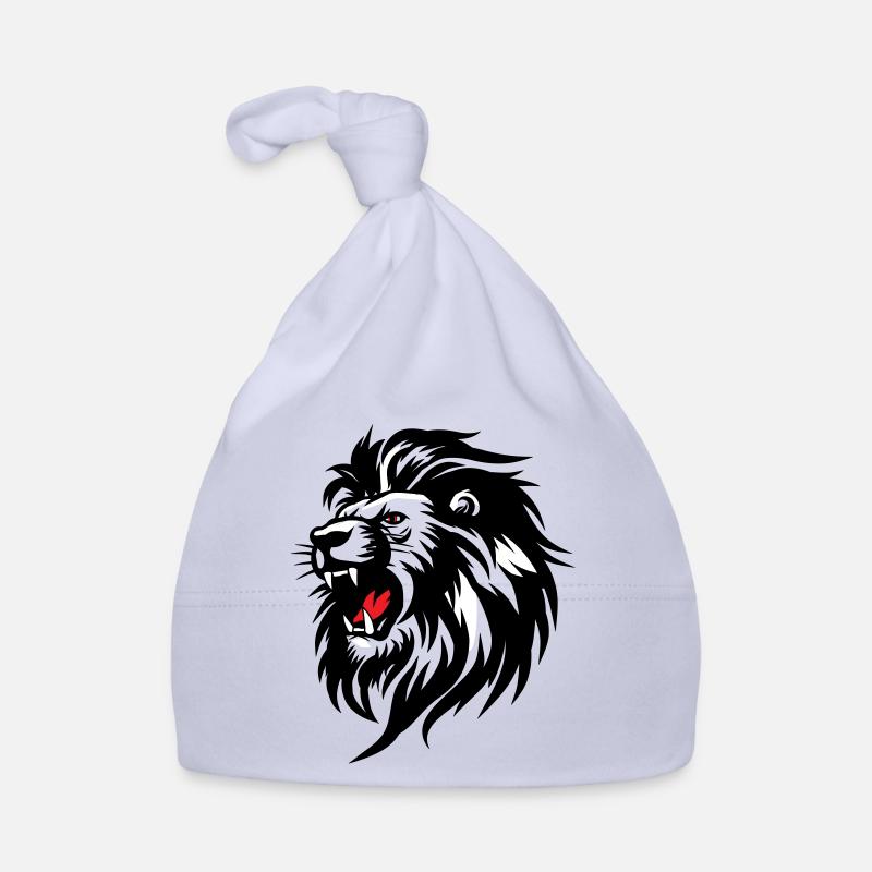 Silhouette de lion rameur avec langue rouge - Bonnet bio Bébé - ciel
