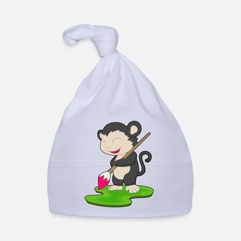 Monkey Painter Brush Painting Organic Baby Cap