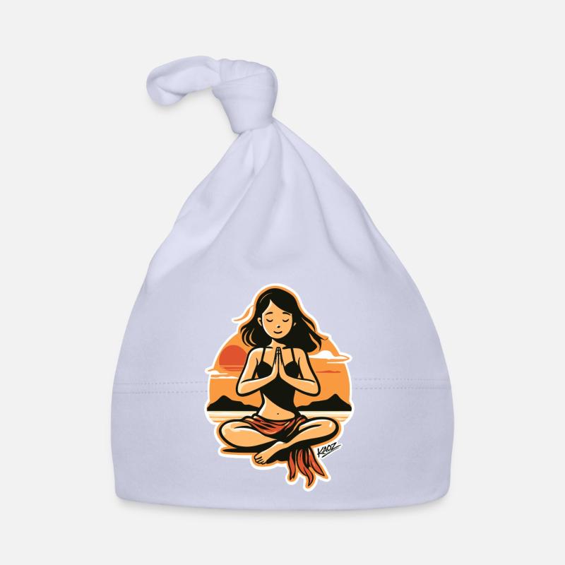 Silhouette de méditation au coucher de soleil Bonnet bio Bébé