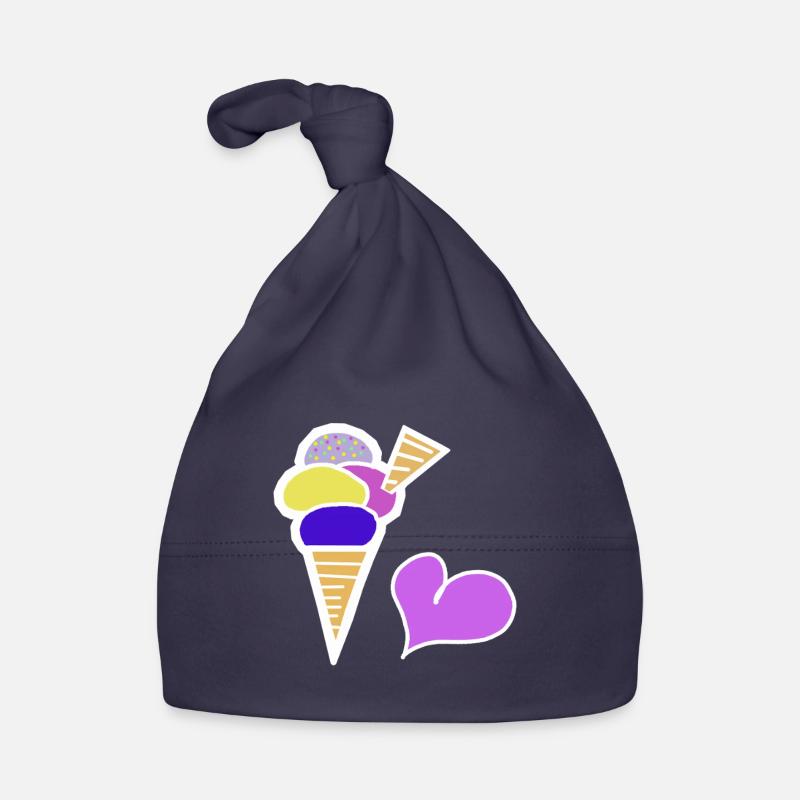 Eiscreme Eis  Eiswaffel Kinder Retro 60er Baby Bio-Mütze