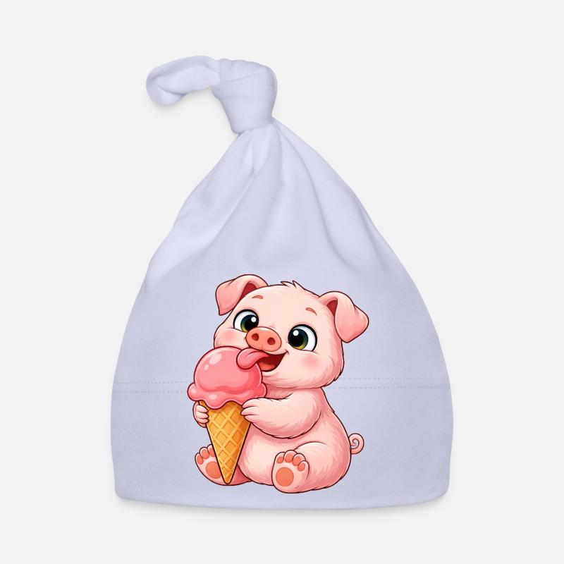 Süßes Schweinchen mit Eis Cartoon Baby Bio-Mütze
