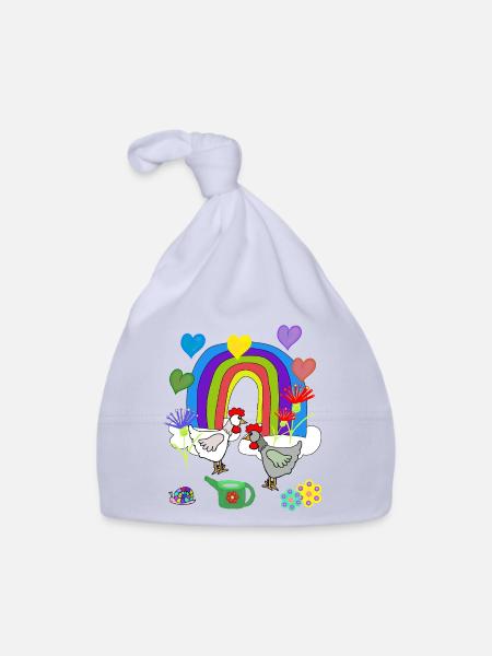 Kinder Fantasy Regenbogen Blumen Hühner  - Baby Bio-Mütze - Sky - Vorne