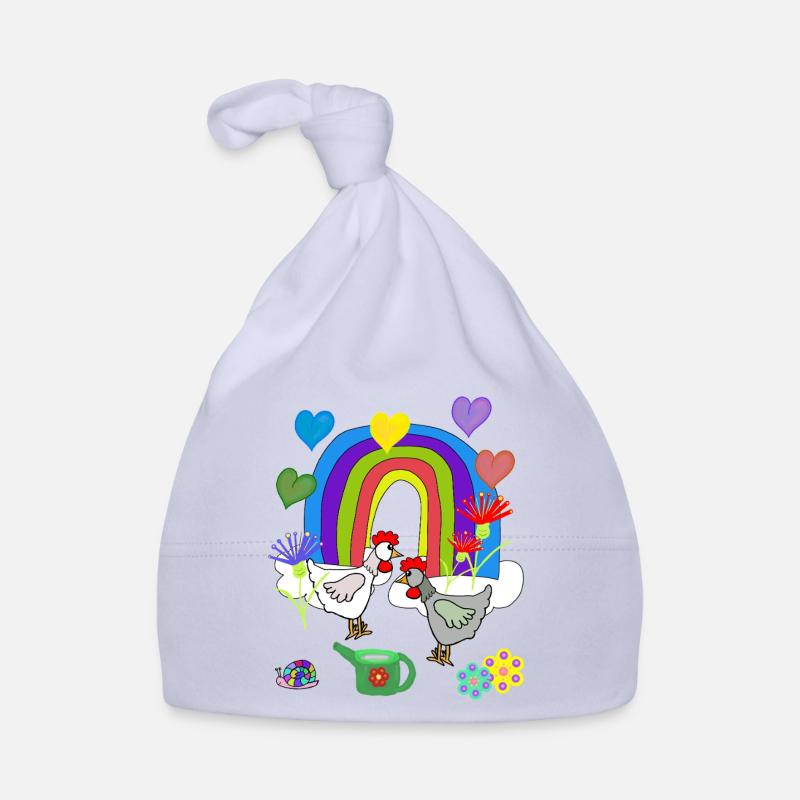 Children's Fantasy Rainbow Flowers Chickens Organic Baby Cap