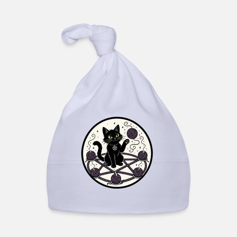 Fantôme de chat noir avec nœud de laine Bonnet bio Bébé