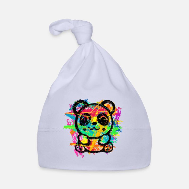Ours Panda (Rayures Colorées) Bonnet bio Bébé
