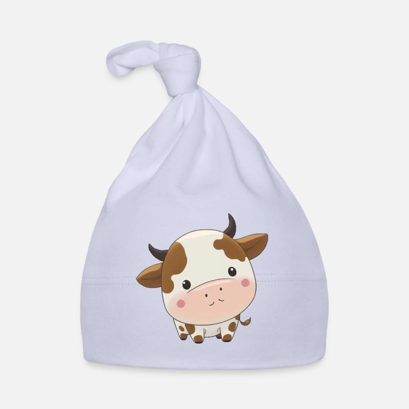 Vache mignonne - Bonnet bio Bébé - ciel