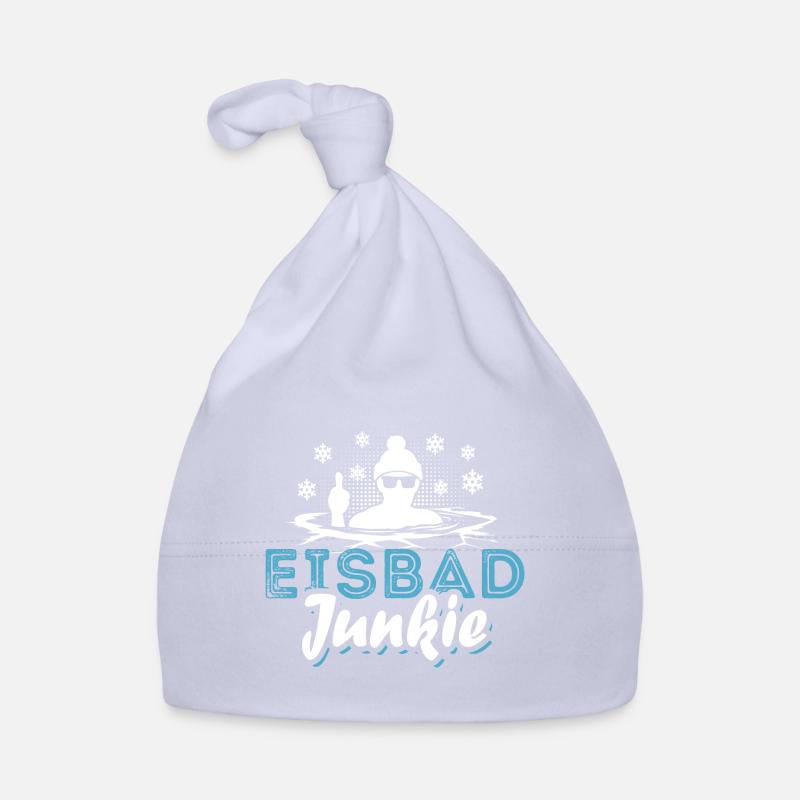 Eisbad Junkie - Eisbaden Eisbader Spruch - Baby Bio-Mütze - Sky