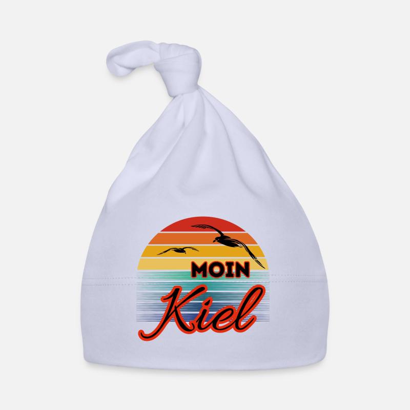 Moin Kiel avec mouette dans un style rétro - Bonnet bio Bébé - ciel