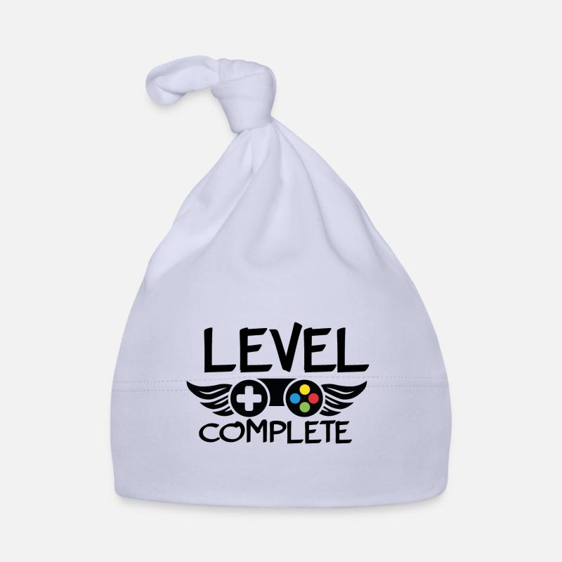 Tee shirt Cadeau Level Complete gamer - Bonnet bio Bébé - ciel