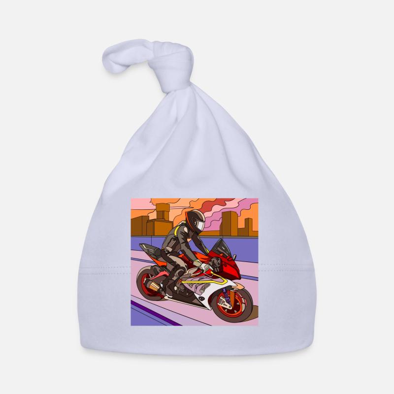 Motocyclette - Bonnet bio Bébé - ciel
