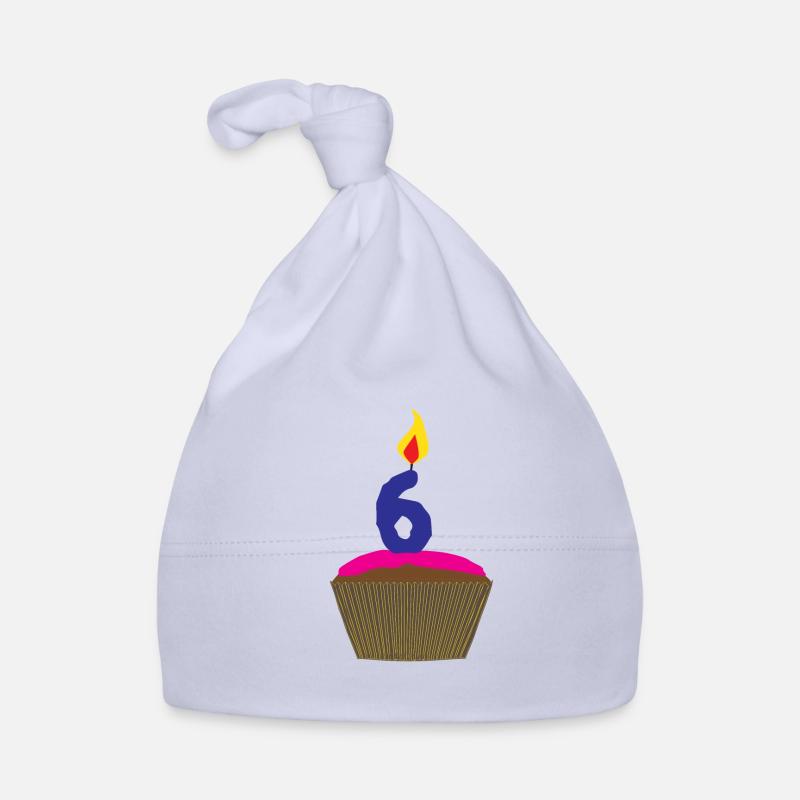 Cupcake mit Kerze Nummer 6 Baby Bio-Mütze