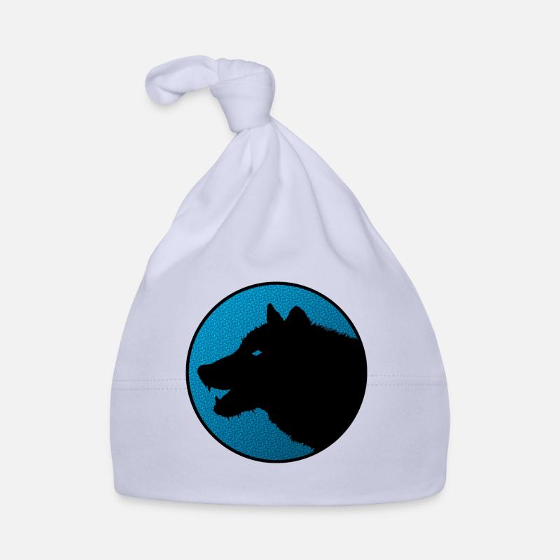 Logo du loup solitaire sur la couleur - Bonnet bio Bébé - ciel