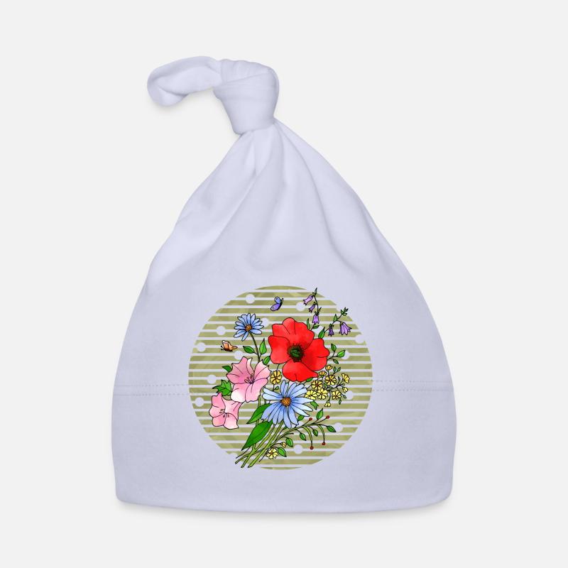 Fleurs colorées - Bonnet bio Bébé - ciel