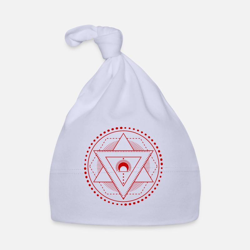 Hexagram Geometry Moon Red Organic Baby Cap