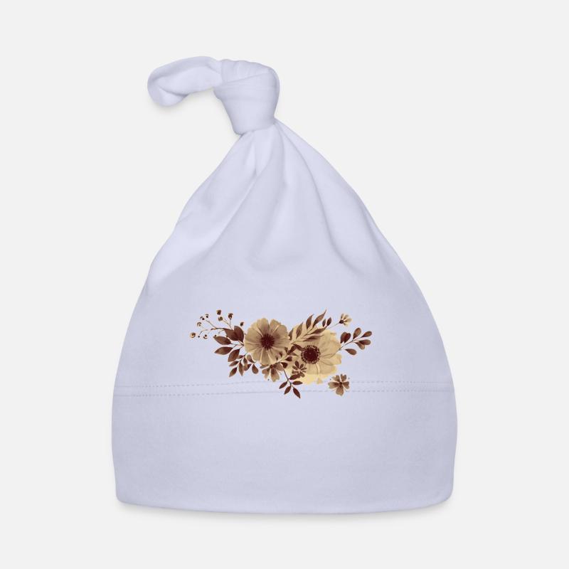 Fleurs d’or - Bonnet bio Bébé - ciel