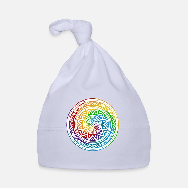 Mandala - Ying Yang - Bonnet bio Bébé - ciel