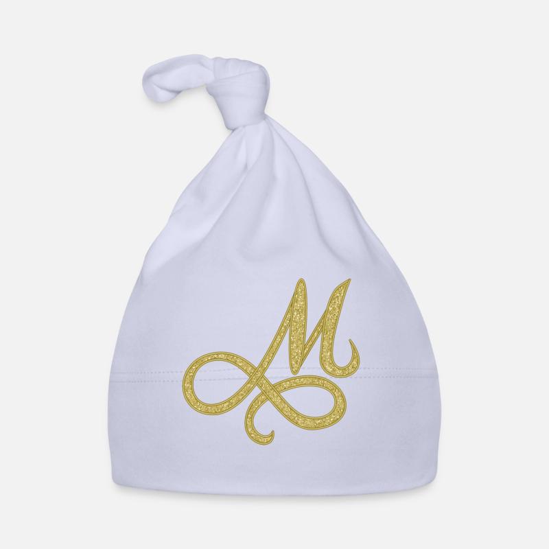 M - gold, letter, alphabet, monogram - Baby Bio-Mütze - Sky