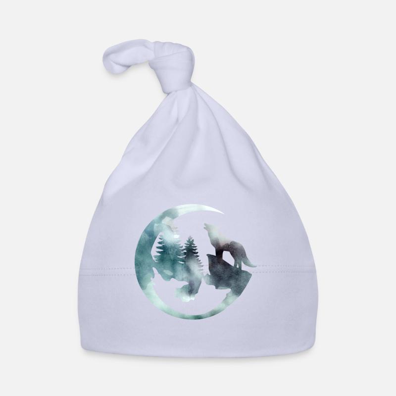 Watercolour Howling Wolf Organic Baby Cap