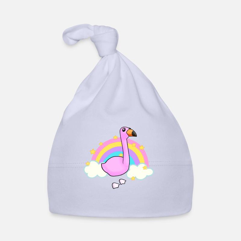 Flamingo and a rainbow cartoon Organic Baby Cap