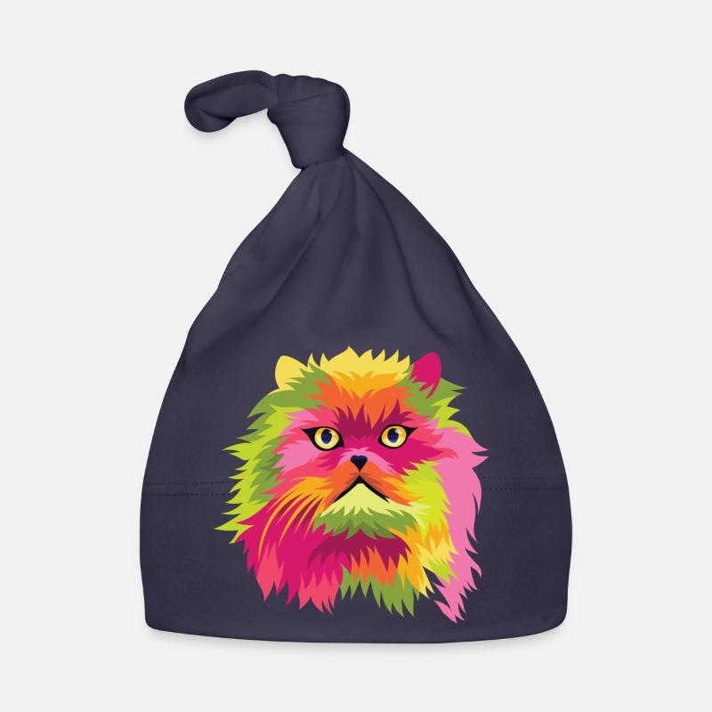 Pop Art Chemise Tête de chat Graphic Art Gift Tee - Bonnet bio Bébé - marine