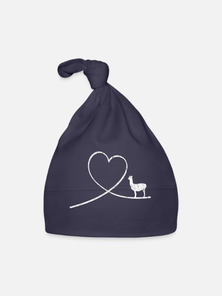 Lama Alpaka Tiere Haustier Geschenk Geschenkidee - Baby Bio-Mütze - Navy - Vorne