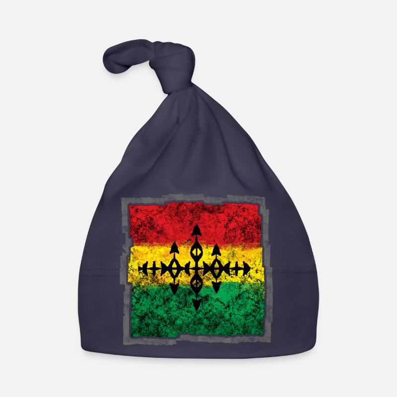 Croix de coloriage Reggae abstrait - Bonnet bio Bébé - marine