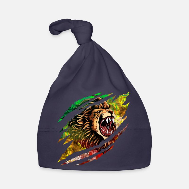 Explosion de couleurs de Lion Storm - Bonnet bio Bébé - marine
