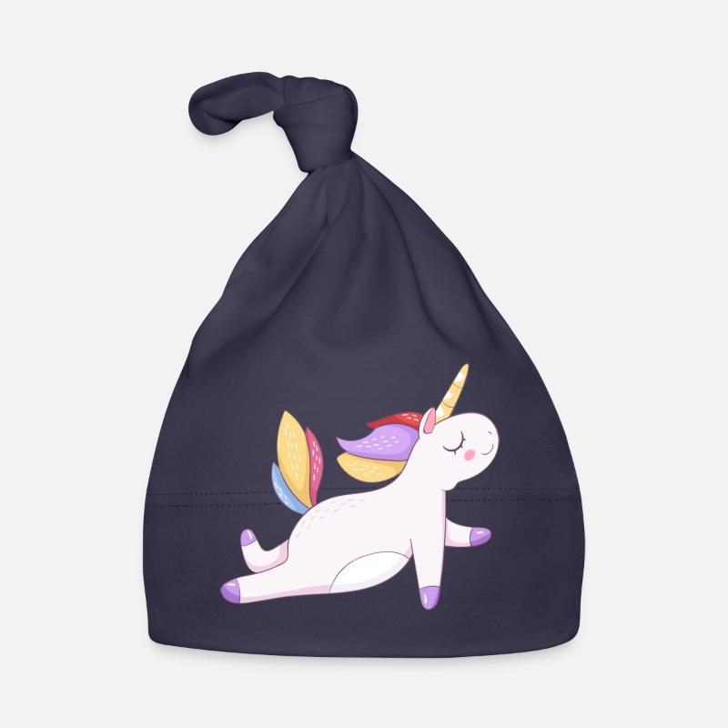 Buntes Einhorn sitzend, Pastellmuster Baby Bio-Mütze