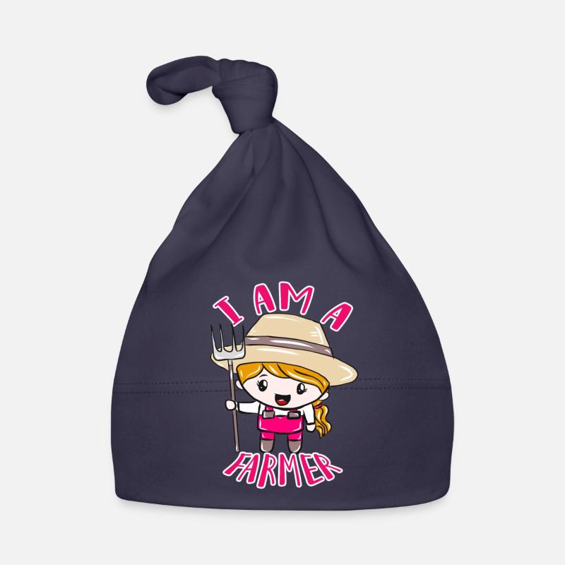 Je suis fermier—Héroïne de cour joyeuse - Bonnet bio Bébé - marine