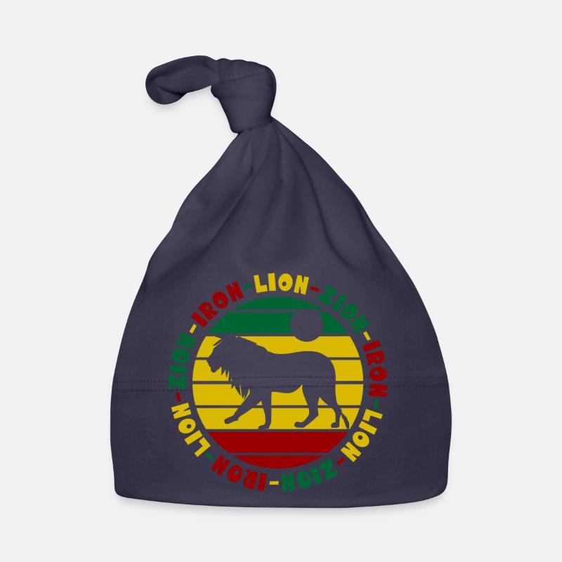 Lion de fer Zion Rastafari Reggae Löwe - Bonnet bio Bébé - marine