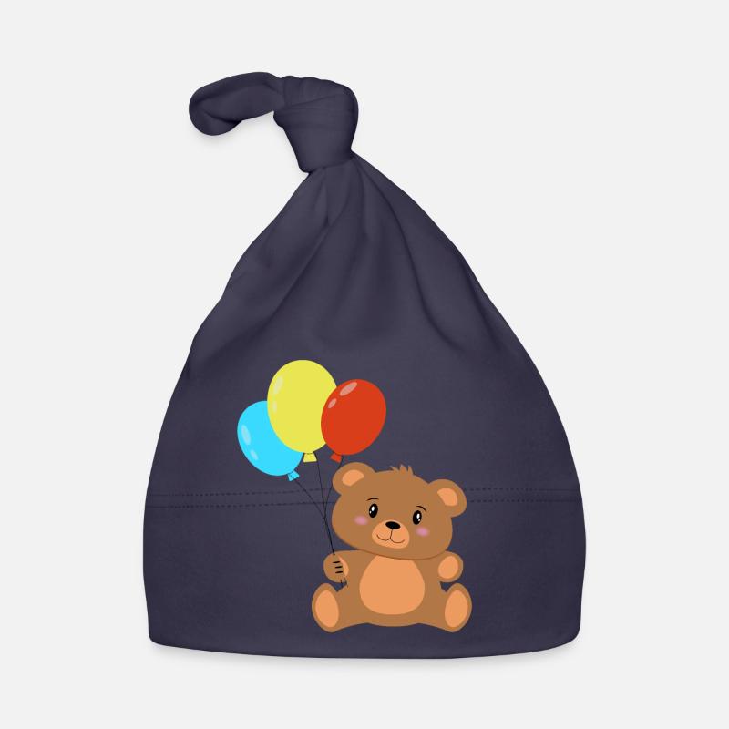 Teddybär mit Luftballons Baby Bio-Mütze