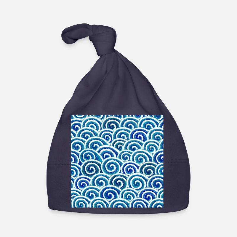 Expressive wave pattern in blue Organic Baby Cap