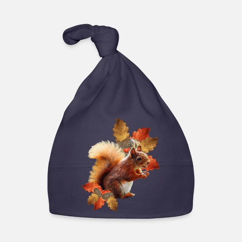 Eichhörnchen motiv mit Eichenblättern, Herbst frau Baby Bio-Mütze