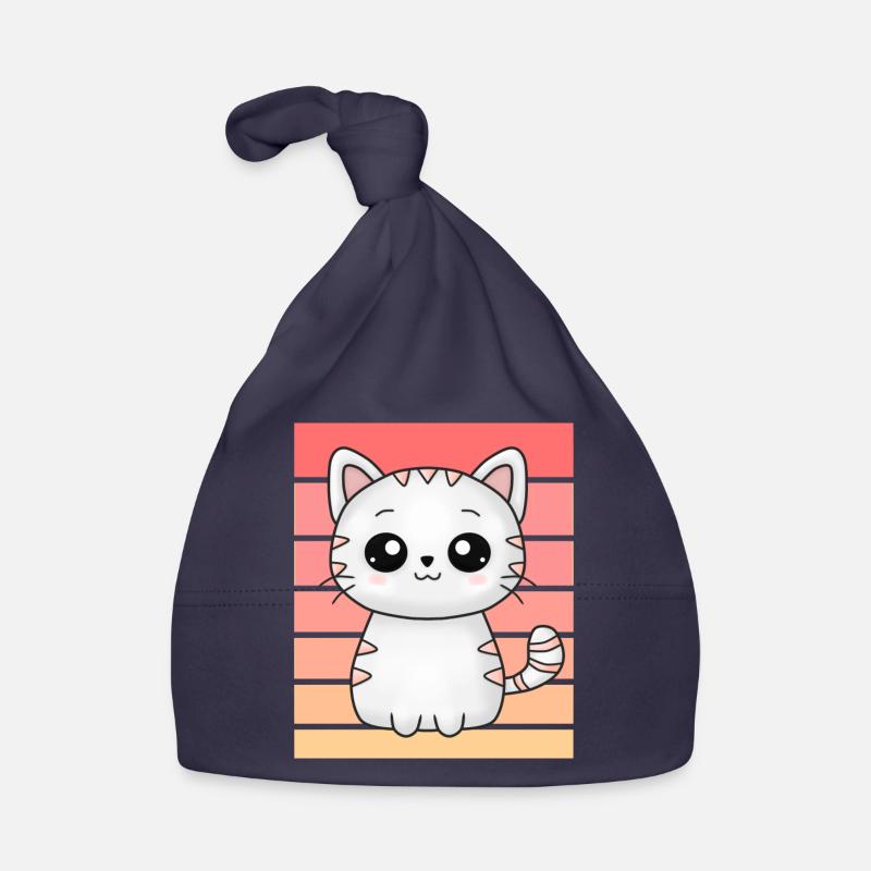 Petit chat mignon au coucher du soleil Bonnet bio Bébé