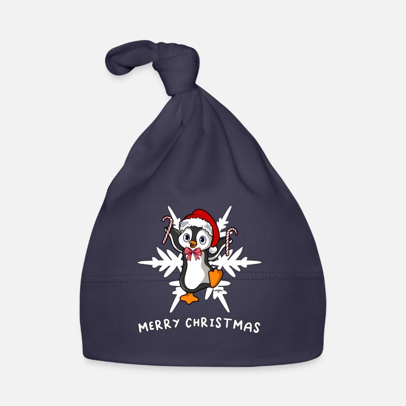 Doux pingouin de Noël avec flocon de glace Bonnet bio Bébé