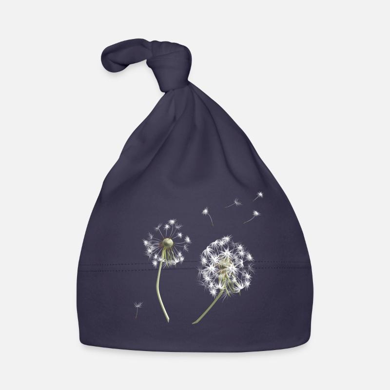 Silhouette de pissenlit blanc - Bonnet bio Bébé - marine