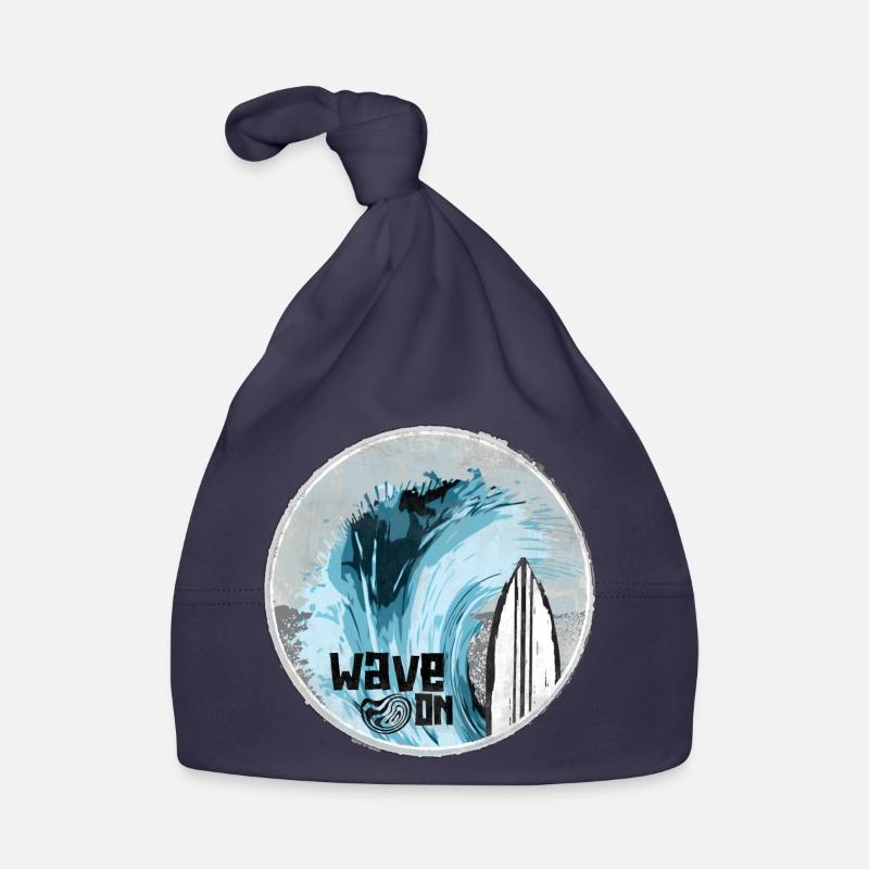 Vague de mer avec design de planche de surf - Bonnet bio Bébé - marine