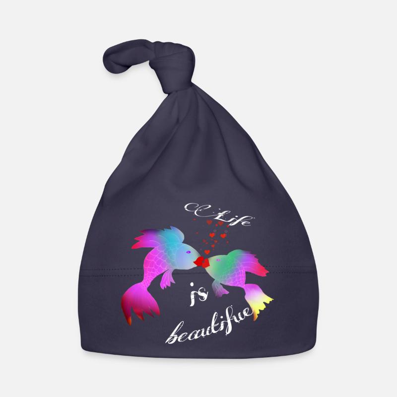 La vie est belle - Bonnet bio Bébé - marine