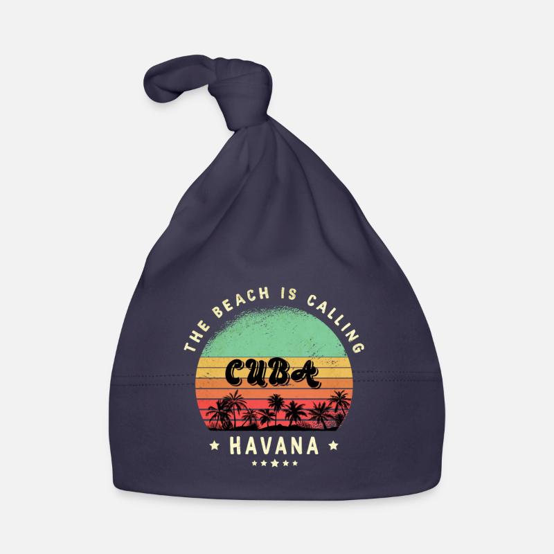 Design de plage de Havana Cuba - Bonnet bio Bébé - marine
