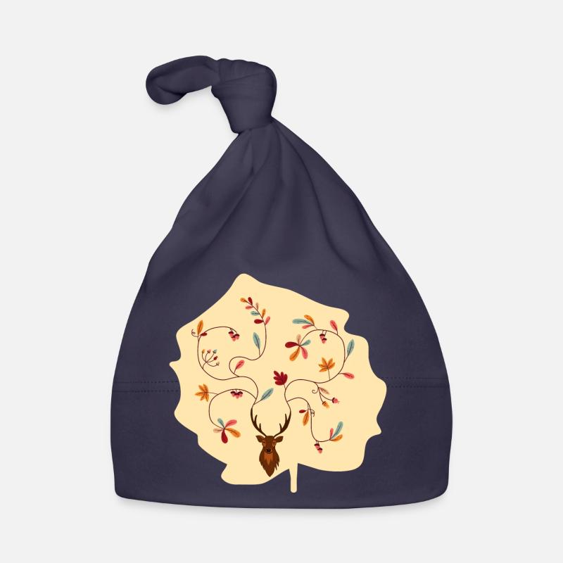 Hirsch im Herbst Geschenk Idee Geweih mit Blättern Baby Bio-Mütze