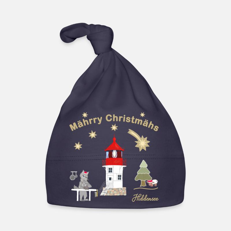 Christmas lighthouse Gellen on Hiddensee Organic Baby Cap
