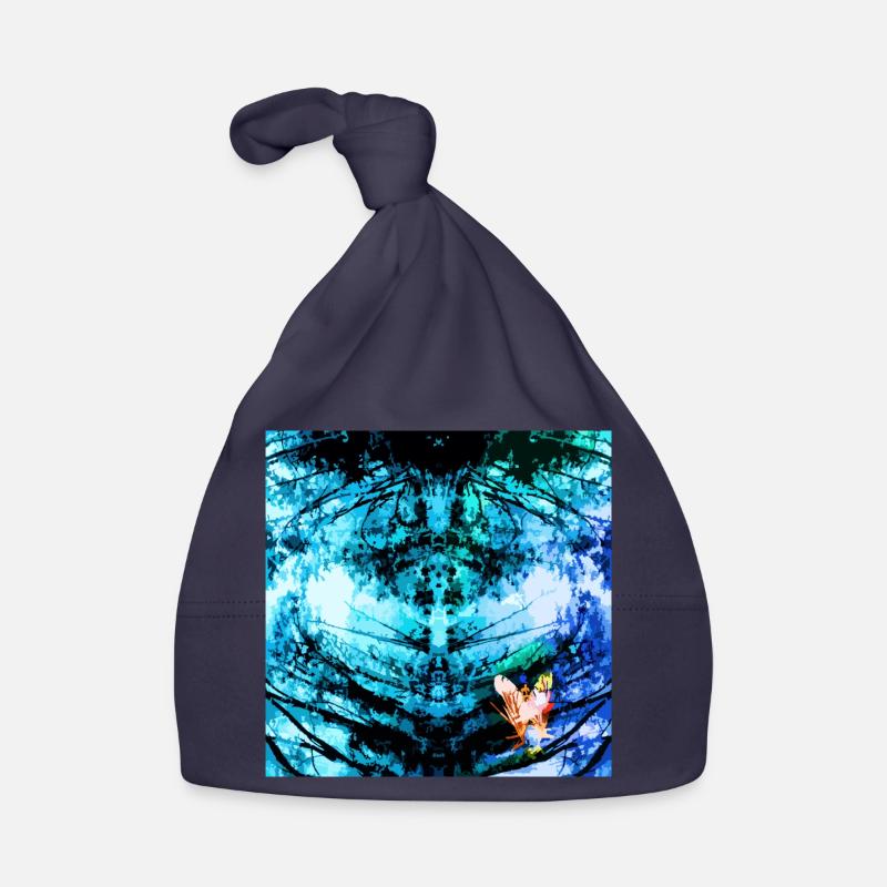 Blauer Psychedelischer Schmetterling Baby Bio-Mütze