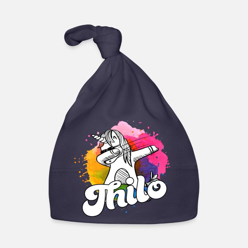 THILO - Schöner Jungen Name mit Coolem Einhorn Baby Bio-Mütze