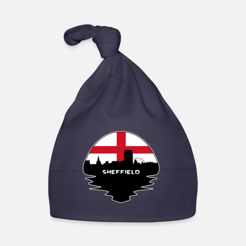 Sheffield Angleterre Drapeau Skyline Voyage Silhouette Bonnet bio Bébé