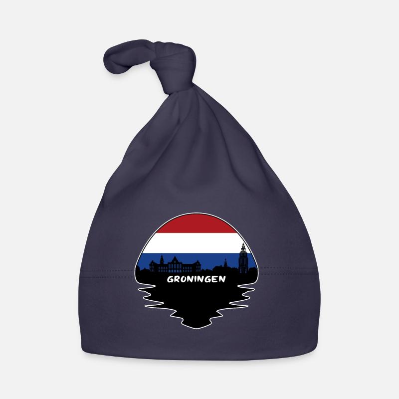 Groningue Pays-Bas Drapeau Skyline Silhouette Trav Bonnet bio Bébé
