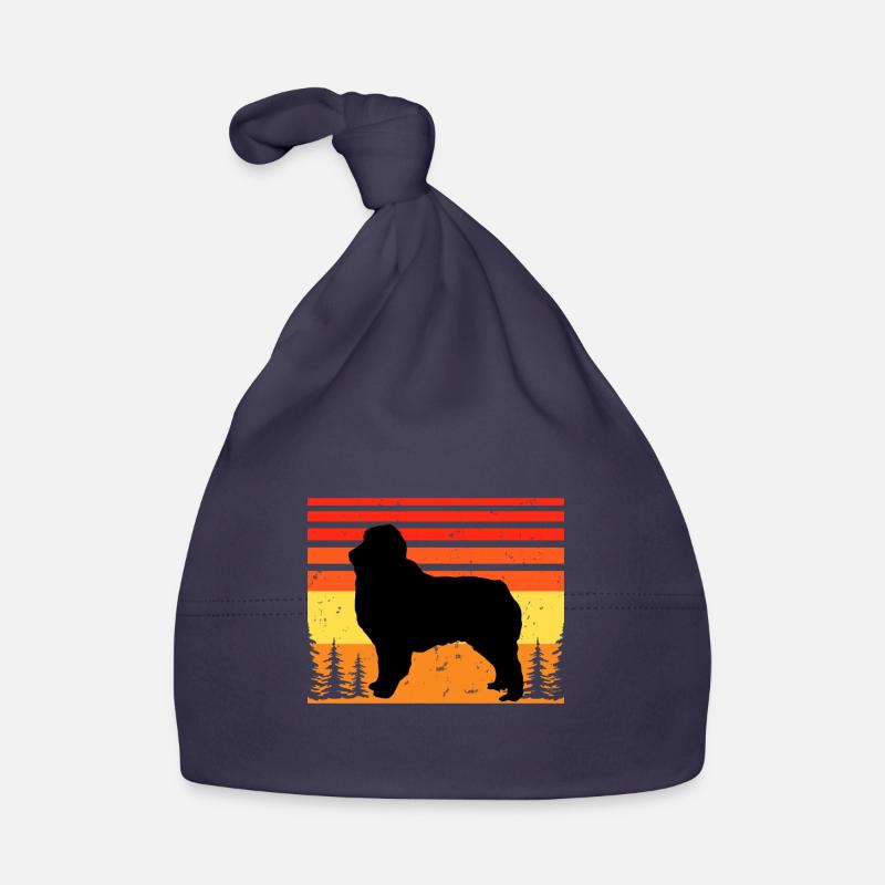 Austrealian Shephard Dog Silhouette Retro Sunset Bonnet bio Bébé