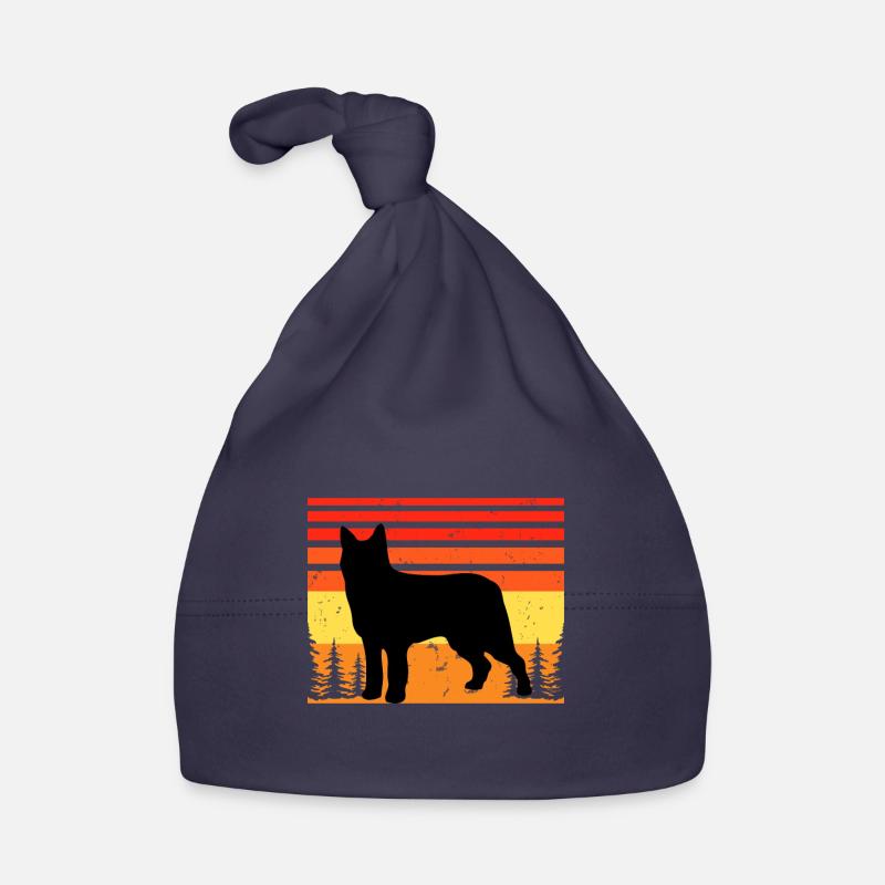 Bouvier Des Ardennes Dog Silhouette Retro Sunset Organic Baby Cap