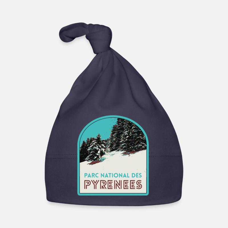 Parc National des Pyrénées sous la neige - Bonnet bio Bébé - marine