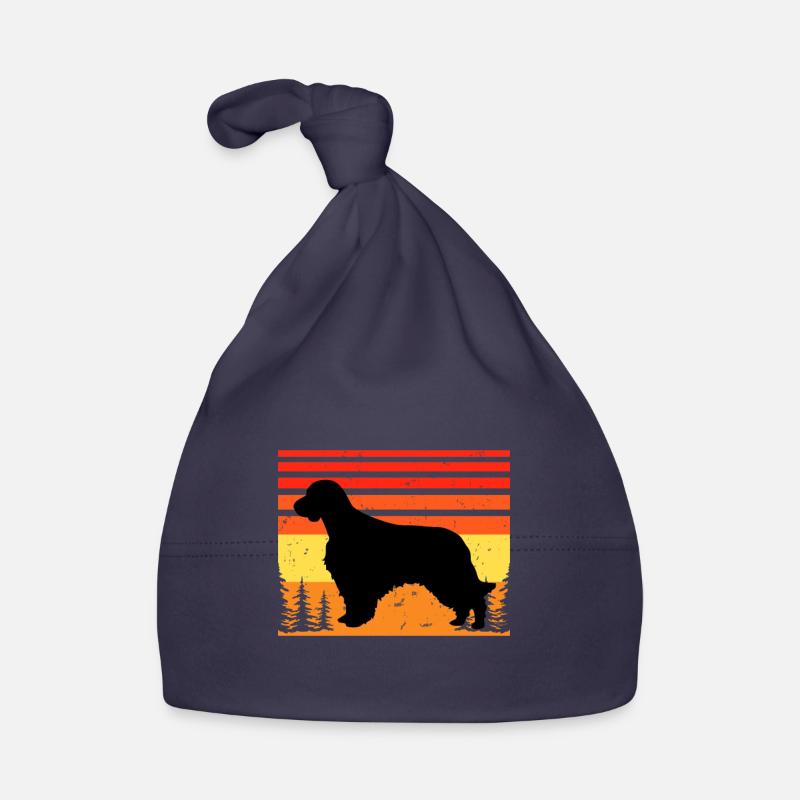 Welsh Springer Spaniel Dog Silhouette Retro Sunset Bonnet bio Bébé