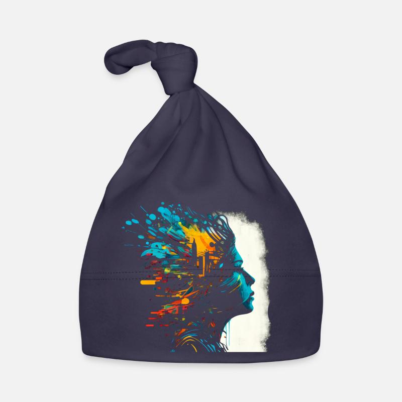 Psychedelisches Artwork - Open Mind - Baby Bio-Mütze - Navy